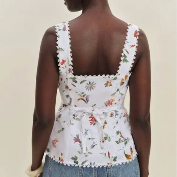 BEST Reformation Viola Linen Top Sz6 Corsini Floral Spring French Causal - Picture 3 of 11